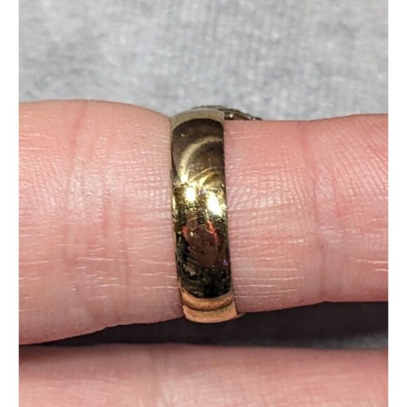 Vintage Glam Gold Tone Rhinestone Seed Pearl Adjustable Ring Size 6 - Picture 9 of 9